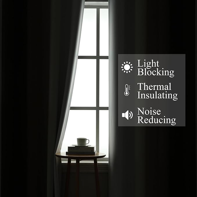 Estelar Textiler Brown and Greyish White Blackout Curtains for Living Room, Full Room Darkening Grommet Ombre Curtains for Bedroom, Thermal Insulated Light Blocking Gradient Drapes, 42Wx72L, 2 Panels