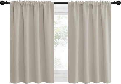 NICETOWN Blackout Curtains for Living Curtains, Room Darkening Window Curtain Panels, Easy-Care Solid Thermal Insulated Draperies/Drapes for Daughter Room (Natural, 2 Panels, 29 by 30)