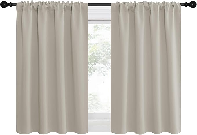 NICETOWN Blackout Curtains for Living Curtains, Room Darkening Window Curtain Panels, Easy-Care Solid Thermal Insulated Draperies/Drapes for Daughter Room (Natural, 2 Panels, 34 by 30)