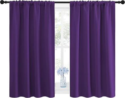 NICETOWN Blackout Purple Curtains for Living Room - Thermal Insulated Solid Rod Pocket Blinds for Bedroom Decor (Royal Purple, Set of 2 Panels, 42 x 48 Inch)