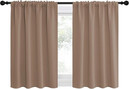 NICETOWN RV Blackout Curtains for Camper Windows, Window Treatment Thermal Insulated Rod Pocket Small Draperies/Drapes for Bedroom/Kitchen (Cappuccino, Set of 2, 42 inches Wide by 36 inches Long)