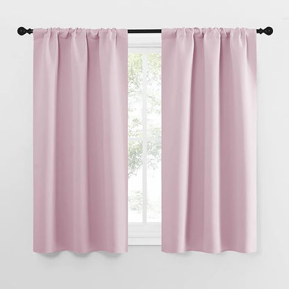NICETOWN Kitchen Curtains, Privacy & Light Block Out Window Curtains & Drapes for Loft, Cupboard, Cafe, Girls Bedroom (Lavender Pink, 34 in x 54 in (W x L), 2 Panels)