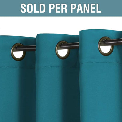H.VERSAILTEX Blackout Curtain for Living Room Thermal Insulated Window Treatment Curtain 54 inch Length Energy Saving Solid Grommet Top Blackout Drape, One Panel, Turquoise Blue, 52" W x 54" L