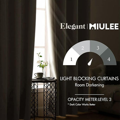 MIULEE Blackout Room Darkening Curtains Thermal Insulated Drapes Solid Window Treatment Set Grommet Top Light Blocking Curtain for Living Room/Bedroom 2 Panels 52 x 84 inch Length Cream