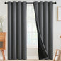 SimpleHome 100% Blackout Curtains for Bedroom,Thermal Insulated Grommet Window Drapes Room Darkening Grey Curtains for Living Room with Black Back,52 x 96 Inch,2 Panels