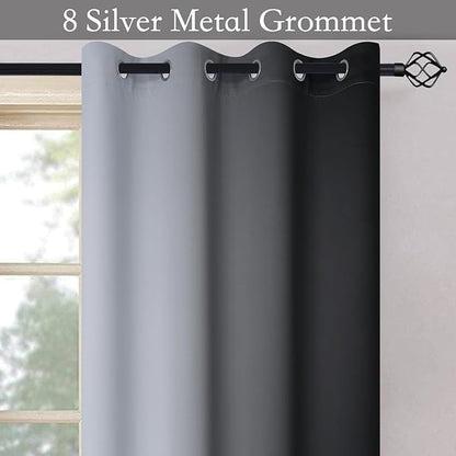 SimpleHome Ombre Room Darkening Curtains 36 inches Length for Bedroom,Grommet Gradient Light Blocking Black Gradient Window Curtains for Living Room,2 Panels, 52x36 inches