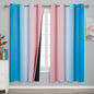 Estelar Textiler Ombre Pink and Blue Blackout Curtains 72 Inch Length 2 Panels, Full Light Blocking Curtains for Bedroom, Grommet Thermal Insulated Gradient Drapes for Living Room, 52x72 Inch
