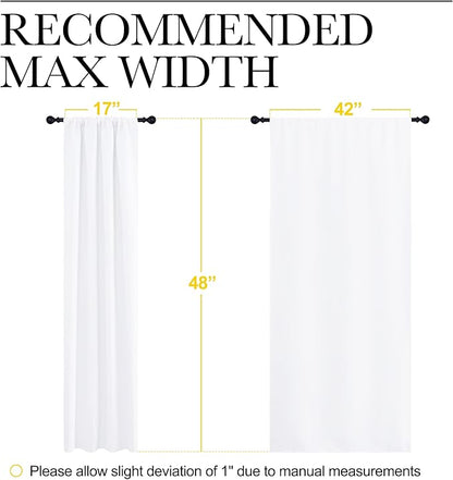 NICETOWN Window Curtain Panels - Semi Blackout Rod Pocket Curtain Set for Bedroom (White, 2 Panels, 42 by 48)