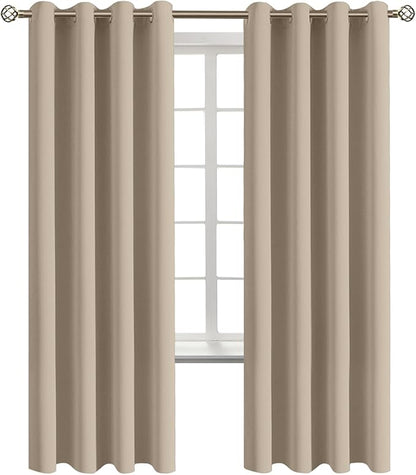BGment Blackout Curtains - Grommet Thermal Insulated Room Darkening Bedroom and Living Room Curtains, Set of 2 Panels (46 x 72 Inch, Sand)