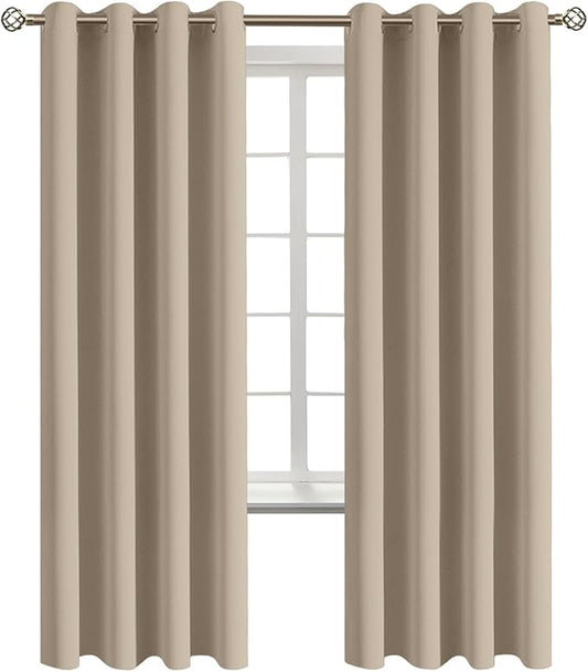BGment Blackout Curtains - Grommet Thermal Insulated Room Darkening Bedroom and Living Room Curtains, Set of 2 Panels (52 x 72 Inch, Sand)