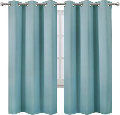 LEMOMO Stone Blue Thermal Blackout Curtains/42 x 72 Inch/Set of 2 Panels Room Darkening Curtains for Bedroom