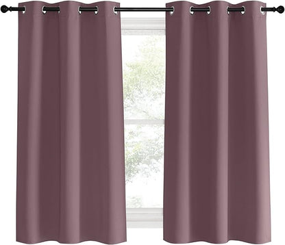 NICETOWN Kitchen Curtains, Short Curtains for Bedroom Windows, Dry Rose, 42" W by 60" L, 1 Pair, Thermal Insulated Room Darkening Curtain Panels for Girls Room, Cafe