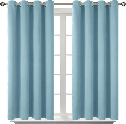 BGment Room Darkening Curtains 54 Inches Long - Grommet Thermal Insulated Drapes Window Treatment Curtains for Bedroom, 2 Panels, 52 x 54 Inch, Greyish Blue