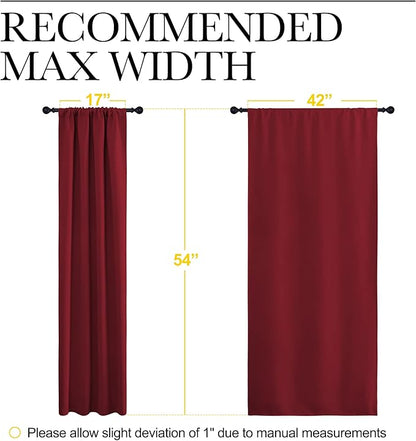 NICETOWN Christmas Burgundy Curtains Blackout Drape Panels - Lights Block Out Window Treatment Short Curtain Sets for Loft and Basement Decoration (Set of 2, 42 by 54-Inch)