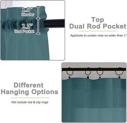 Sheer Dusty Blue Curtains for Bedroom Living Room 54 Inch Length 2 Panels Set, Solid Soft Airy Light Filtering Window Treatments, Modern Rod Pocket Drapes, Dusty Blue, 42" Wx54 L Inches