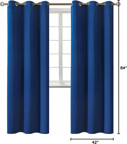 BGment Blackout Curtains for Bedroom - Grommet Thermal Insulated Room Darkening Curtains for Living Room, 42 x 84 Inch, 2 Panels, Royal Blue