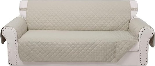 Reversible 4 Seater Sofa Cover 91 Inch Large Couch Cover Furniture Protector(Sofa XX-Large,Beige/Beige)