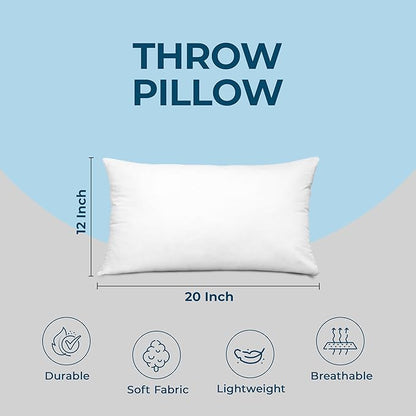 Utopia Bedding Throw Pillows (Set of 4, White) – 12 x 20 Inches Down Alternative Pillows for Bed, Sofa, and Couch - Fluffy Decorative Stuffer Pillow for Indoors & Outdoors