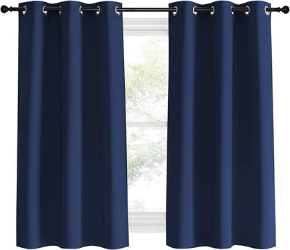 NICETOWN Blackout Draperies Curtains, Navy, 1 Pair, 42 x 60 Inch, All Season Thermal Insulated Solid Grommet Top Blackout Curtains/Drapes for Kid's Room