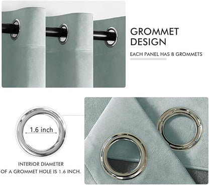 MIULEE Velvet Curtains Misty Blue Elegant Grommet Thermal Insulated Soundproof Room Darkening Curtains/Drapes for Classical Living Room Bedroom Decor 52 x 84 Inch Set of 2