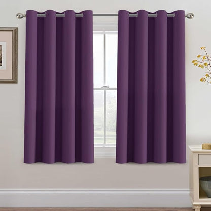 H.VERSAILTEX Blackout Curtain for Living Room Thermal Insulated Window Treatment Curtain 54 inch Length Energy Saving Solid Grommet Top Blackout Drape, One Panel, Plum Purple, 52" W x 54" L