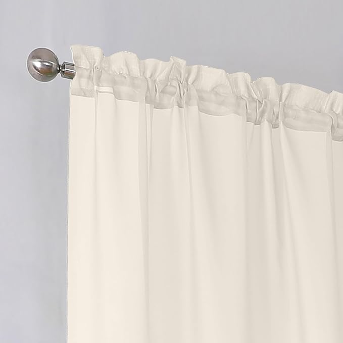 Simplebrand Cream Sheer Curtains 96 Inches Long, Light Filtering Rod Pocket Solid Color Window Sheer Curtain Panels, Elegant Curtains & Drapes for Living Room, Bedroom 2 Panels, 59" W x 96" L