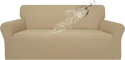Easy-Going 100% Waterproof Couch Cover, Dual Waterproof Sofa Cover, Stretch Jacquard Sofa Slipcover, Leakproof Furniture Protector for Kids, Pets, Dog and Cat (Sofa, Sand)