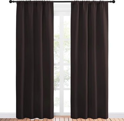 NICETOWN 84 Bedroom Curtains and Drapes - Energy Smart Thermal Insulated Rod Pocket Blackout Draperies/Panels for Living Room (2 Panels, 42 inches x 84 inches, Toffee Brown)