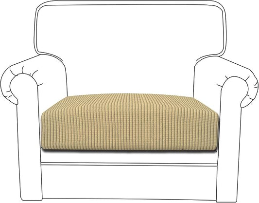 Easy-Going Stretch Cushion Cover Sofa Cushion Furniture Protector Sofa Seat Sofa slipcover Sofa Cover Soft Flexibility with Elastic Bottom(Chair Cushion,Beige)