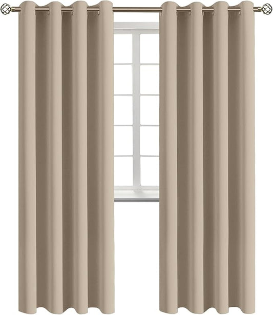 BGment Blackout Curtains - Grommet Thermal Insulated Room Darkening Bedroom and Living Room Curtains, Set of 2 Panels (46 x 84 Inch, Sand)