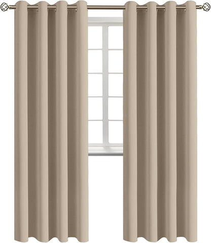 BGment Blackout Curtains - Grommet Thermal Insulated Room Darkening Bedroom and Living Room Curtains, Set of 2 Panels (52 x 84 Inch, Sand)