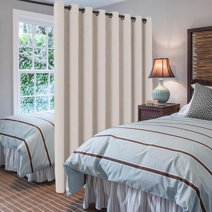 H.VERSAILTEX Blackout Patio Curtains 100 x 108 Inches for Sliding Door Extral Wide Blackout Curtain Panels Thermal Insulated Room Divider - Grommet Top, 9' Tall by 8.5' Wide - Natural