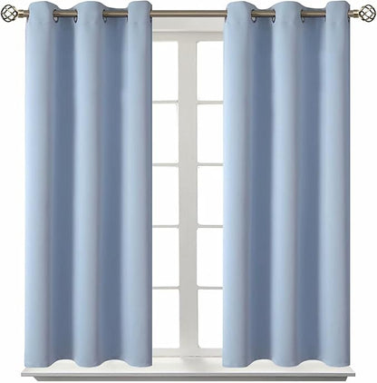 BGment Blackout Curtains for Bedroom - Grommet Thermal Insulated Room Darkening Curtains for Living Room, Set of 2 Panels (38 x 45 Inch, Spa Blue)