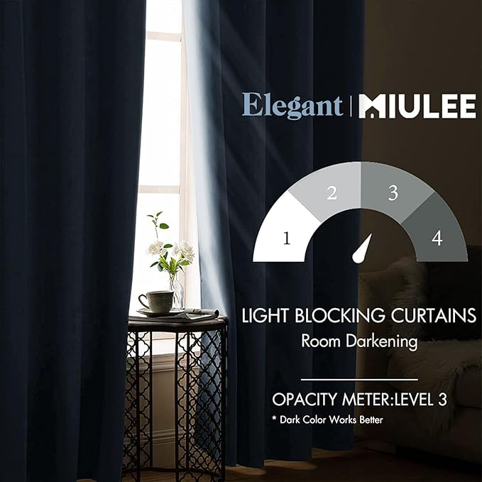 MIULEE Blackout Curtains for Bedroom Living Room Thermal Insulated Room Darkening Grommet Top Solid Light Blocking Drapery Set of 2 Window Panels 52 x 72 Inches Sky Blue