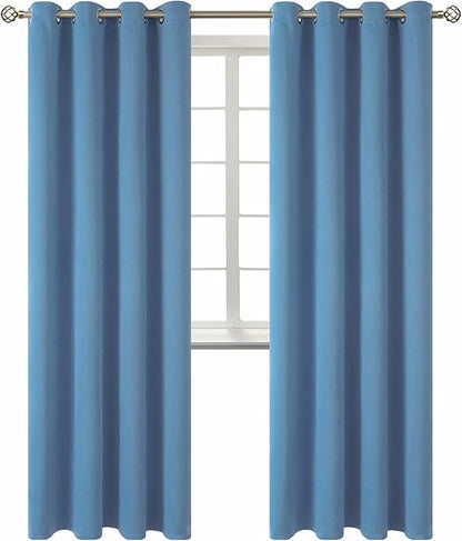 BGment Blackout Curtains for Bedroom - Grommet Thermal Insulated Room Darkening Curtains for Living Room, Set of 2 Panels (52 x 84 Inch, Faded Denim)