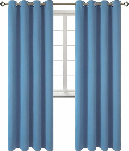 BGment Blackout Curtains for Bedroom - Grommet Thermal Insulated Room Darkening Curtains for Living Room, Set of 2 Panels (52 x 84 Inch, Faded Denim)