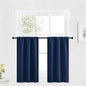 RYB HOME Blackout Cafe Curtains 30 inch Length, Short Light UV Heat Blocking Energy Saving Privacy Curtain Tiers for Basement Bathroom Kitchen Window, Width 29 by Length 30, Navy Blue, 2 Panels