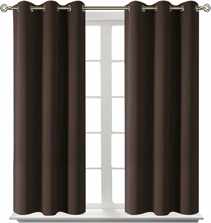 BGment Blackout Curtains for Living Room - Grommet Thermal Insulated Room Darkening Curtains for Bedroom, Set of 2 Panels (38 x 54 Inch, Brown)