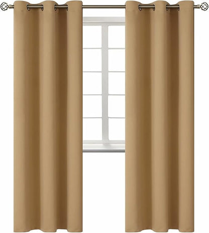 BGment Blackout Curtains for Living Room - Grommet Thermal Insulated Room Darkening Curtains for Bedroom, 2 Panels of 42 x 84 Inch, Khaki