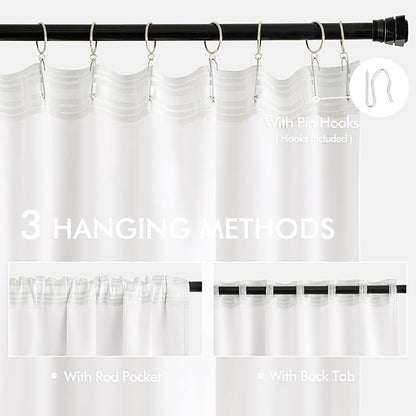 MIULEE Pure White Back Tab Light Blocking Curtains 72 Inch Length 2 Panels Set for Living Room Bedroom Privacy, Rod Pocket/Pinch Pleat Thermal Insulated Room Darkening Pleated Blackout Drapes