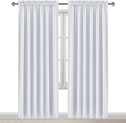 DWCN White Curtains for Living Room Thermal Insulated, Energy Saving & Noise Reducing Bedroom Curtains, White, W 70x L 84 Inch, Set of 2 Rod Pocket Curtain Panels