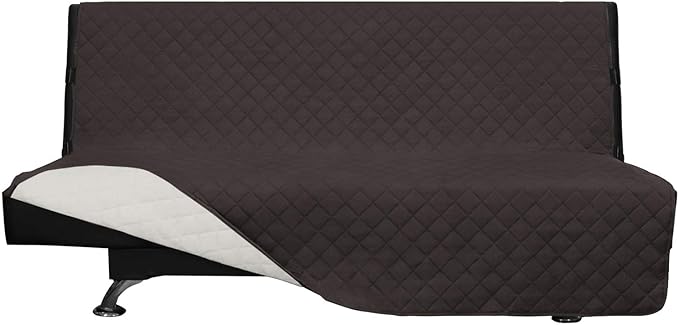 Easy-Going Futon Sofa Slipcover Reversible Sofa Cover Armless Cover Furniture Protector Couch Cover Water Resistant Pets, Kids, Children, Dog, Cat Chocolate/Ivory