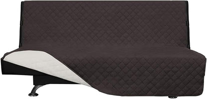 Easy-Going Futon Sofa Slipcover Reversible Sofa Cover Armless Cover Furniture Protector Couch Cover Water Resistant Pets, Kids, Children, Dog, Cat Chocolate/Ivory