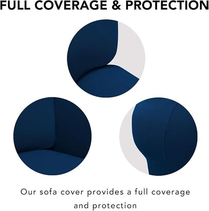 PureFit Super Stretch Sofa Slipcover – Spandex Non Slip Soft Couch Sofa Cover, Washable Furniture Protector with Non Skid Foam and Elastic Bottom for Kids, Pets (Oversized, Navy)