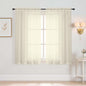 Cream Window Sheer Curtains 45 Inches Length, Voile Short Curtains for Living Room Bedroom, Modern Soft Window Drapes 2 Panels Set, Top Dual Rod Pocket Design, 2x42Wx45L Inches