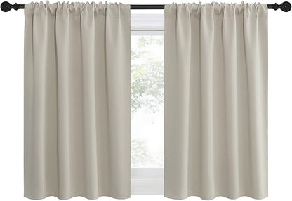 NICETOWN Blackout Curtains for Living Curtains, Room Darkening Window Curtain Panels, Easy-Care Solid Thermal Insulated Draperies/Drapes for Daughter Room (Natural, 2 Panels, 42 by 36)
