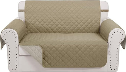 Reversible Loveseat Sofa Covers Couch Cover Furniture Protector(Loveseat,Camel/Beige)