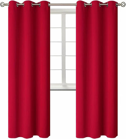 BGment Room Darkening Curtains 72 Inches Long - Grommet Thermal Insulated Drapes Window Treatment Curtains for Bedroom, 2 Panels, 42 x 72 Inch, Red