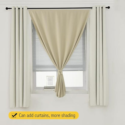 Self Adhesive Portable Blackout Curtains for Bedroom Easy to Install Window Thermal Lnsulated Kitchen Room Darkening Small Window Curtains, 47" W X 96" L, Beige, 1 Panel