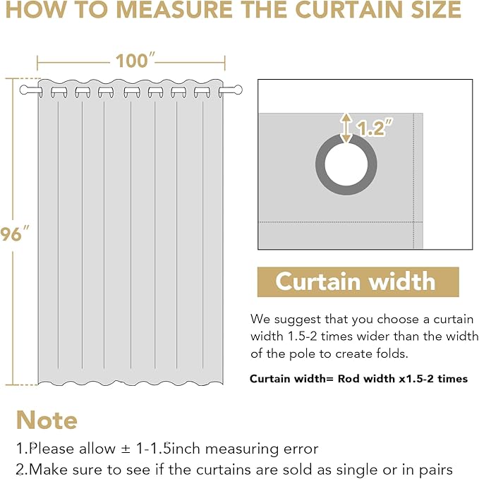 H.VERSAILTEX Blackout Patio Curtains 100 x 96 Inches for Sliding Door Extral Wide Blackout Curtain Panels Thermal Insulated Room Divider - Grommet Top, 8' Tall by 8.5' Wide - Bronze Green